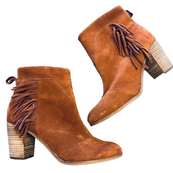 TOMS Lunata Fringe Western Style Boots Booties women’s 8.5 main image 2